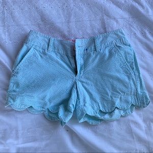 Buttercup shorts -turquoise seersucker